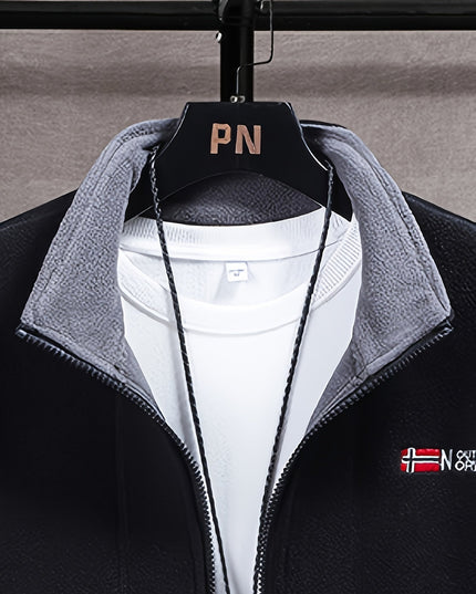 Men's Contrast-Lined Full Zip Fleece Jacket