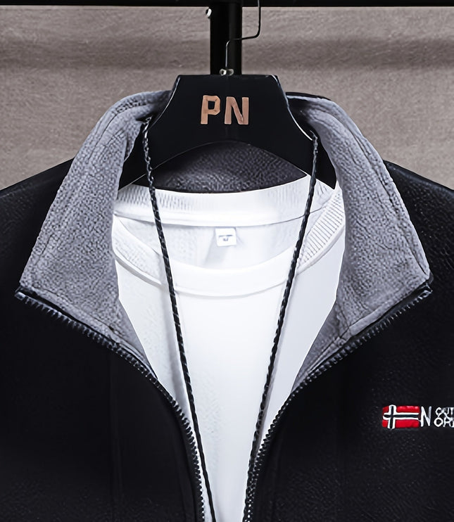 Men's Contrast-Lined Full Zip Fleece Jacket
