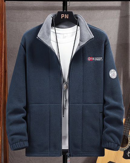 Men's Contrast-Lined Full Zip Fleece Jacket
