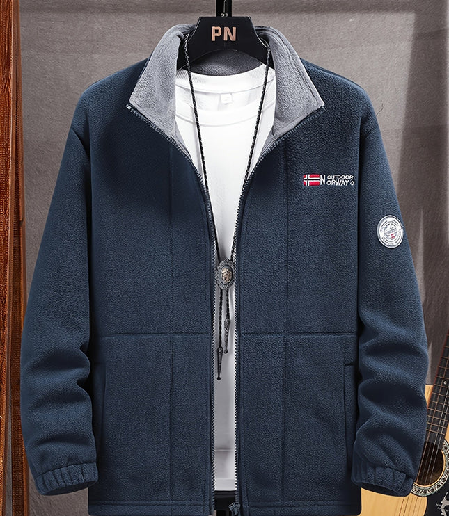 Men's Contrast-Lined Full Zip Fleece Jacket