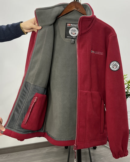 Men's Contrast-Lined Full Zip Fleece Jacket