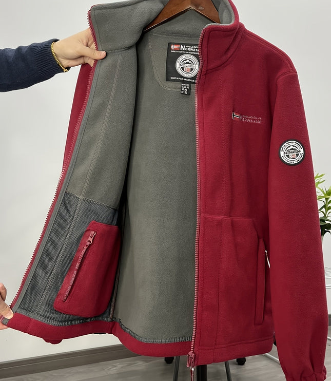 Men's Contrast-Lined Full Zip Fleece Jacket