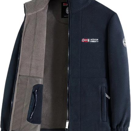 Men's Contrast-Lined Full Zip Fleece Jacket