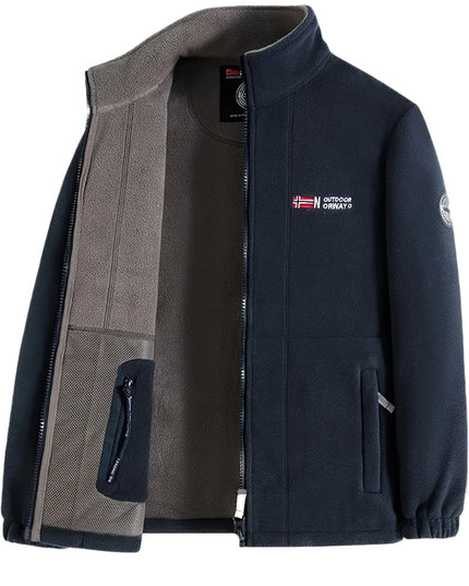 Men's Contrast-Lined Full Zip Fleece Jacket