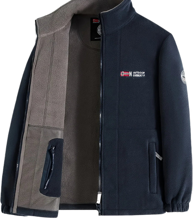 Men's Contrast-Lined Full Zip Fleece Jacket