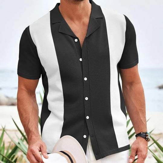 Polo d'été pour homme à manches courtes avec panneaux contrastants
