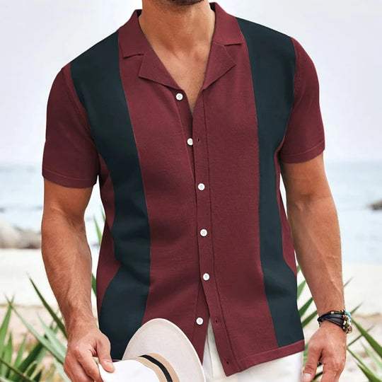 Polo d'été pour homme à manches courtes avec panneaux contrastants