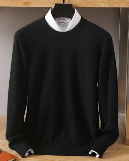 Men's Crew Neck Ribbed Edge Plain Knitted Jumper