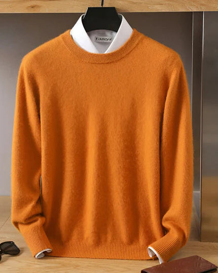 Men's Crew Neck Ribbed Edge Plain Knitted Jumper