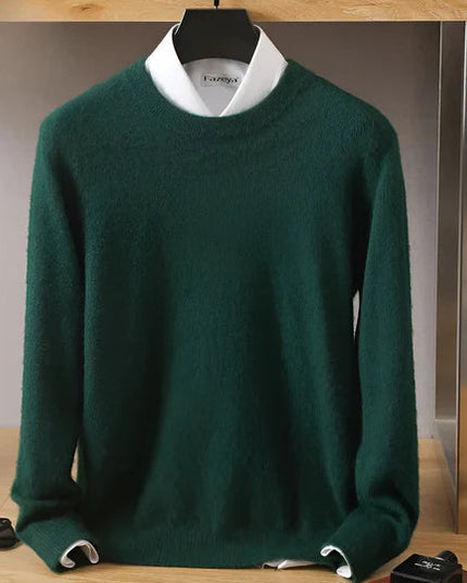 Men's Crew Neck Ribbed Edge Plain Knitted Jumper