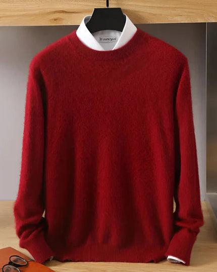 Men's Crew Neck Ribbed Edge Plain Knitted Jumper
