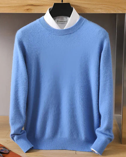 Men's Crew Neck Ribbed Edge Plain Knitted Jumper