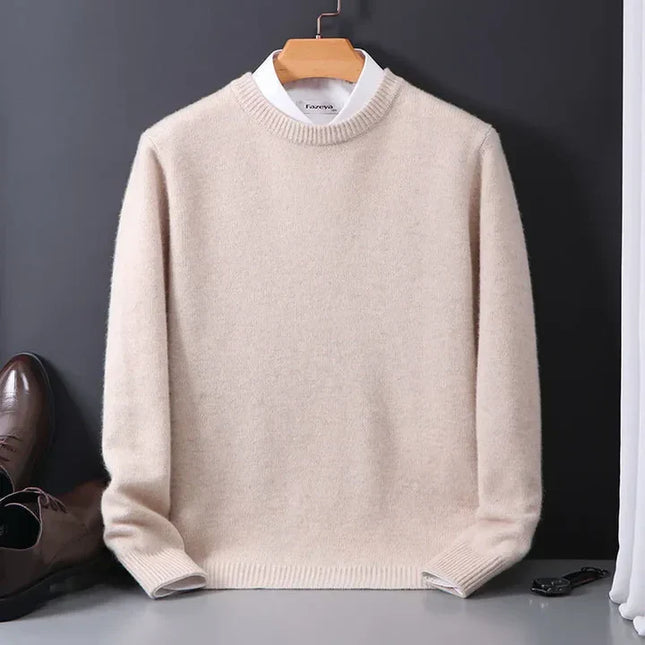 Men's Crew Neck Straight Cut Fine Knitted Jumper