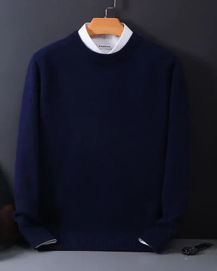 Men's Crew Neck Straight Cut Fine Knitted Jumper