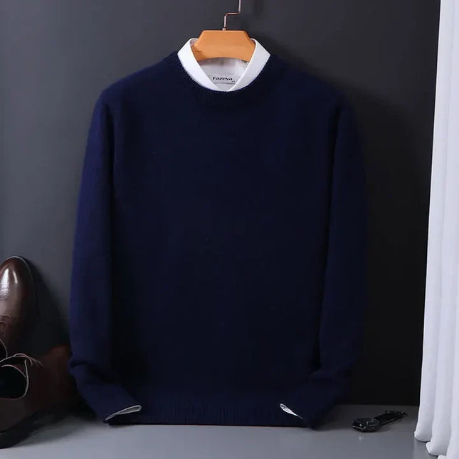 Men's Crew Neck Straight Cut Fine Knitted Jumper