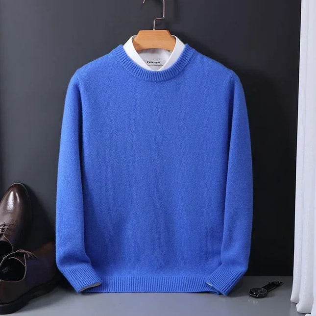 Men's Crew Neck Straight Cut Fine Knitted Jumper