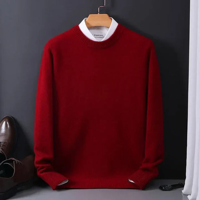 Men's Crew Neck Straight Cut Fine Knitted Jumper