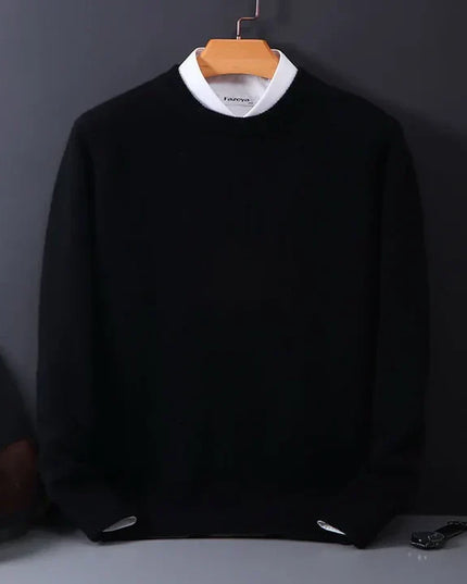 Men's Crew Neck Straight Cut Fine Knitted Jumper