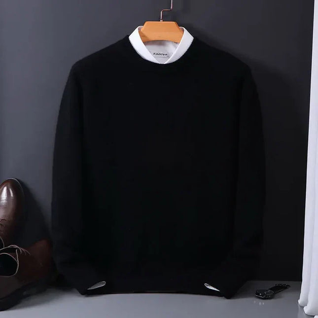 Men's Crew Neck Straight Cut Fine Knitted Jumper