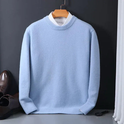 Men's Crew Neck Straight Cut Fine Knitted Jumper
