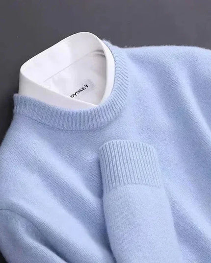 Men's Crew Neck Straight Cut Fine Knitted Jumper