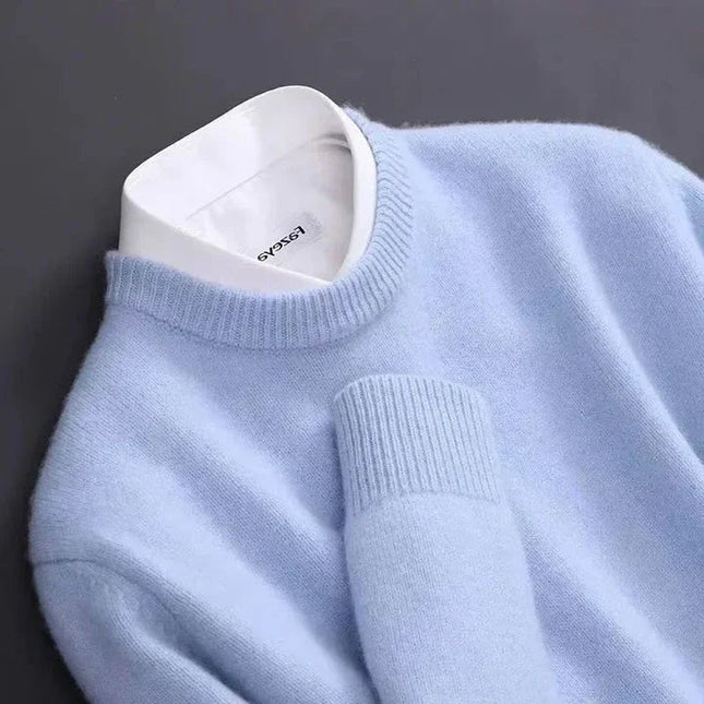 Men's Crew Neck Straight Cut Fine Knitted Jumper
