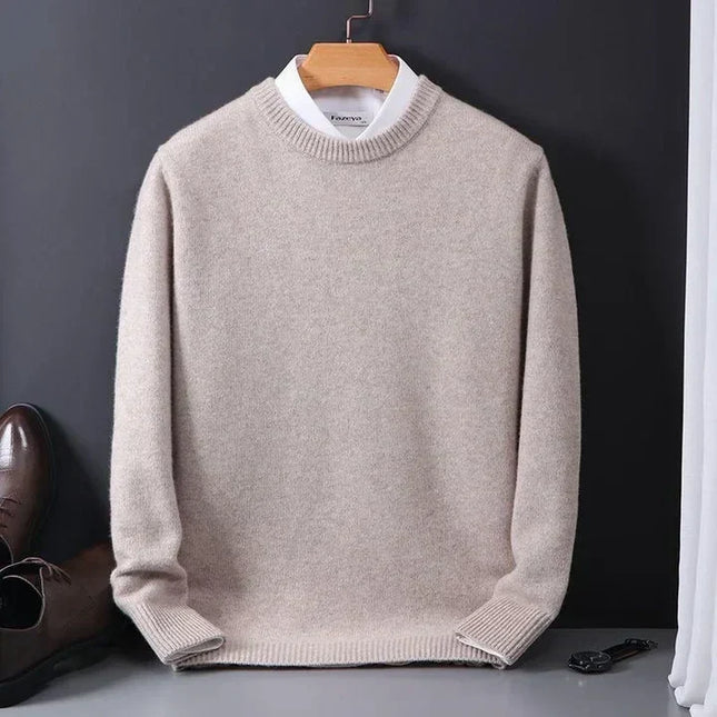 Men's Crew Neck Straight Cut Fine Knitted Jumper