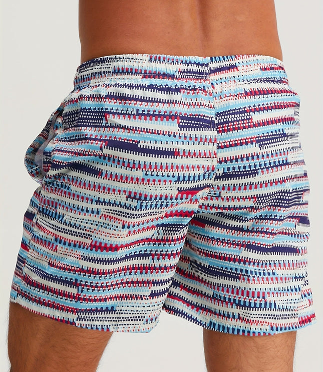 Bañador gráfico azul cielo profundo para hombre, secado rápido y con cordón
