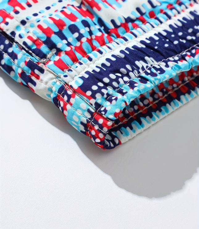 Bañador gráfico azul cielo profundo para hombre, secado rápido y con cordón