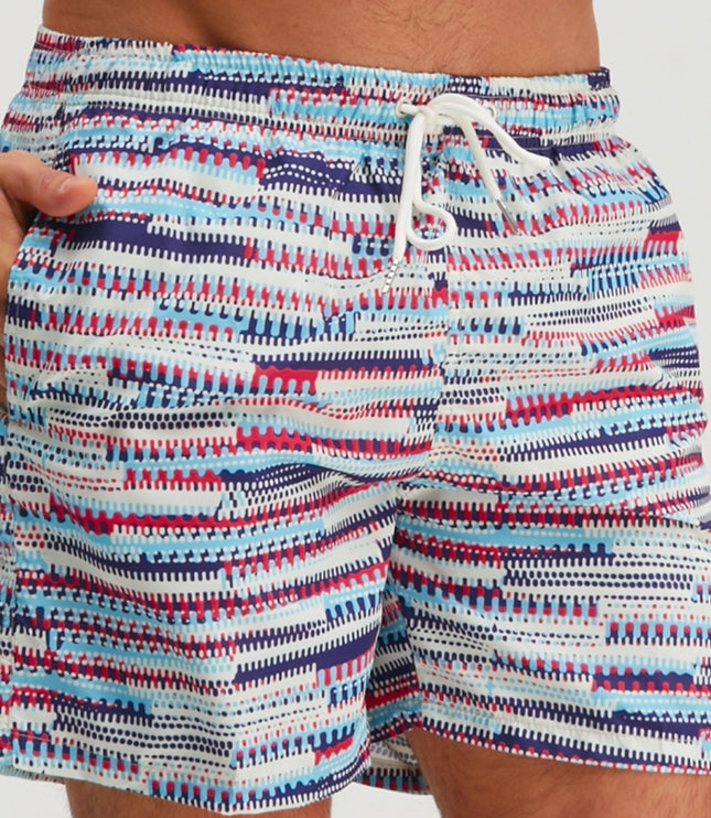 Bañador gráfico azul cielo profundo para hombre, secado rápido y con cordón