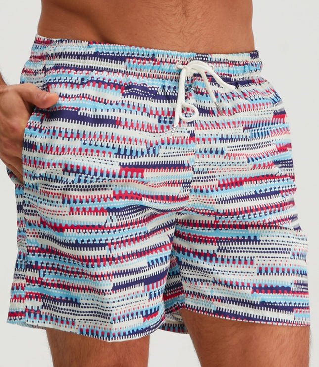 Bañador gráfico azul cielo profundo para hombre, secado rápido y con cordón