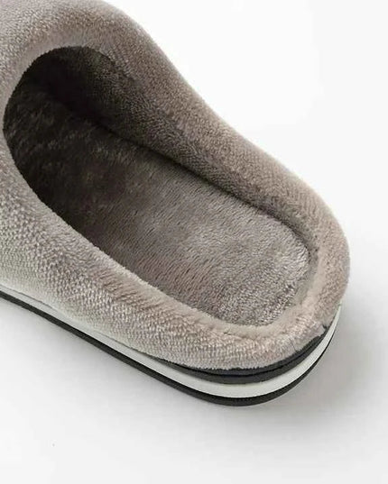 Men's Embossed Faux Leather Slippers with Plush Collar