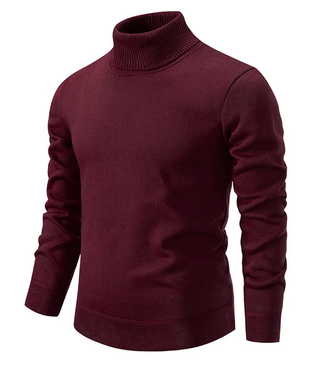 Men's Folded Roll Neck Fine Knitted Jumper