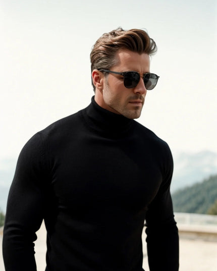 Men's Folded Roll Neck Fine Knitted Jumper