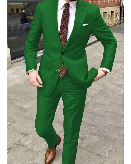 Emerald green single-breasted formal suit with notch lapel design