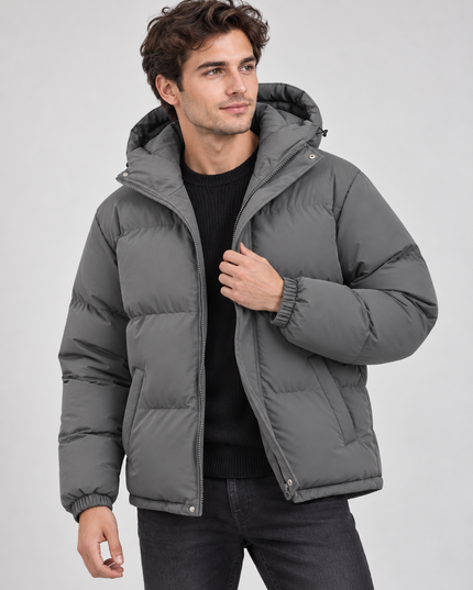Men's Gathered Cuff Matte Puffer Jacket