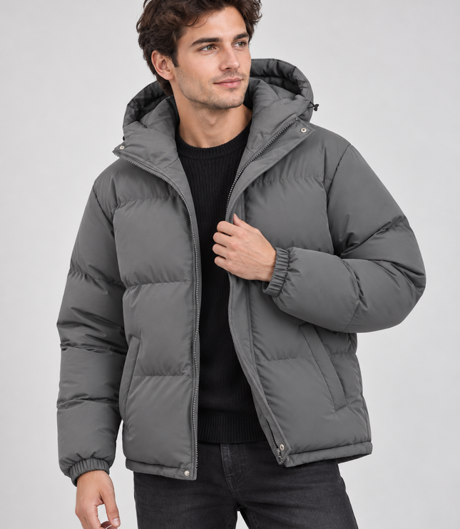 Men's Gathered Cuff Matte Puffer Jacket