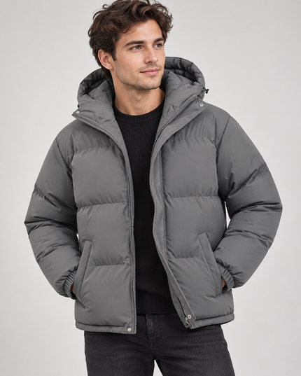Men's Gathered Cuff Matte Puffer Jacket
