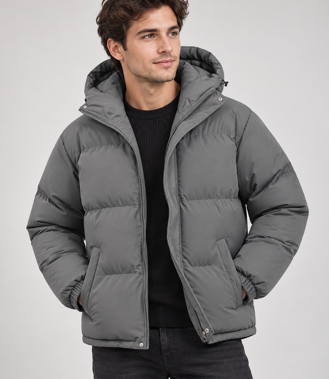 Men's Gathered Cuff Matte Puffer Jacket