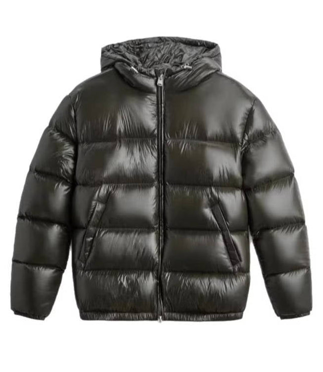 Men's Glossy Hood Gathered Sleeve Puffer Jacket
