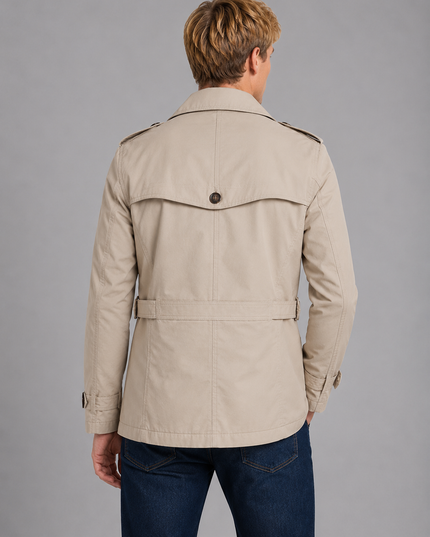 Men's Hip-Length Zip Chest Pocket Trench Coat