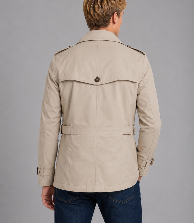Men's Hip-Length Zip Chest Pocket Trench Coat