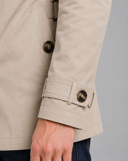 Men's Hip-Length Zip Chest Pocket Trench Coat