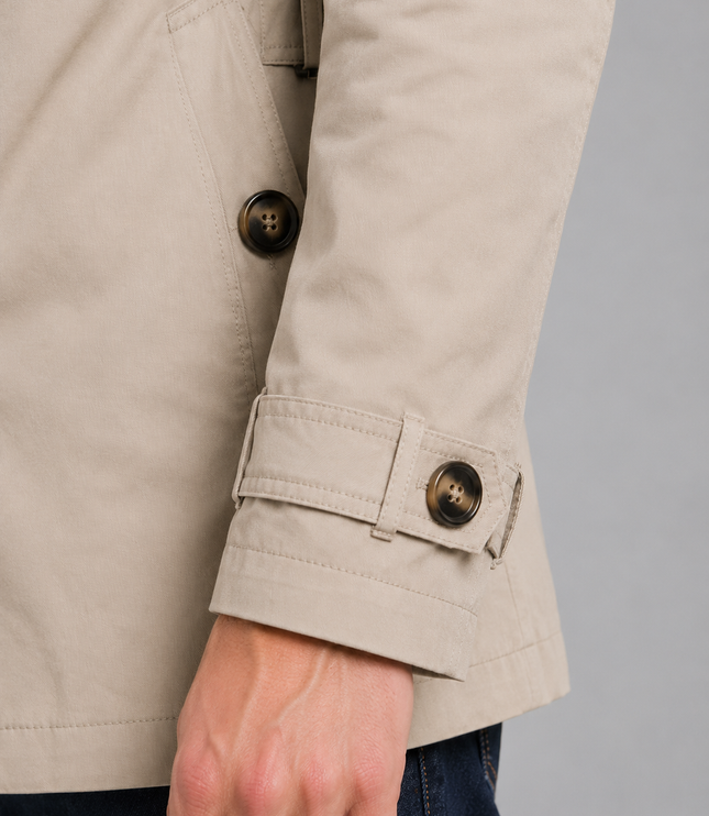 Men's Hip-Length Zip Chest Pocket Trench Coat