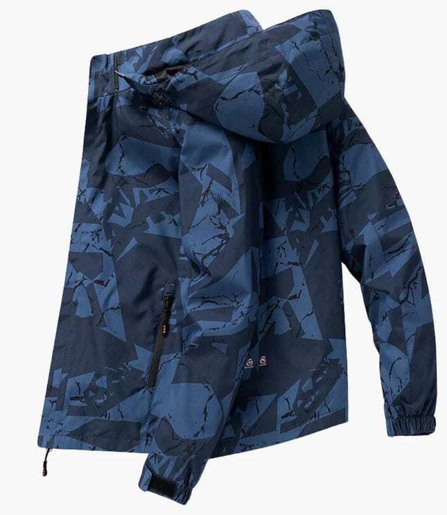Men's Hooded Geometric Print Ski Jacket
