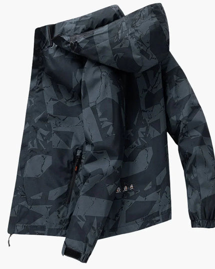 Men's Hooded Geometric Print Ski Jacket