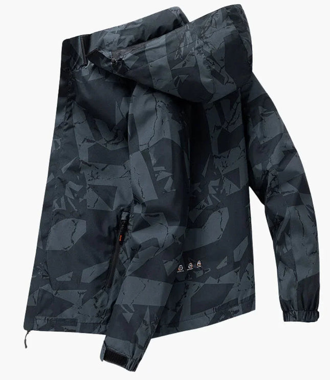 Men's Hooded Geometric Print Ski Jacket