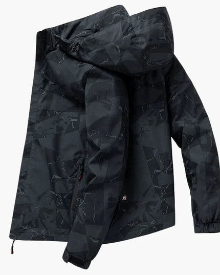 Men's Hooded Geometric Print Ski Jacket