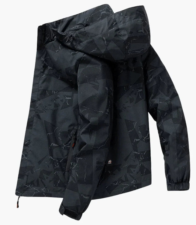 Men's Hooded Geometric Print Ski Jacket