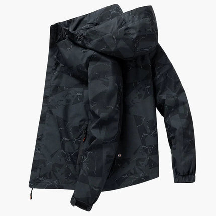 Men's Hooded Geometric Print Ski Jacket